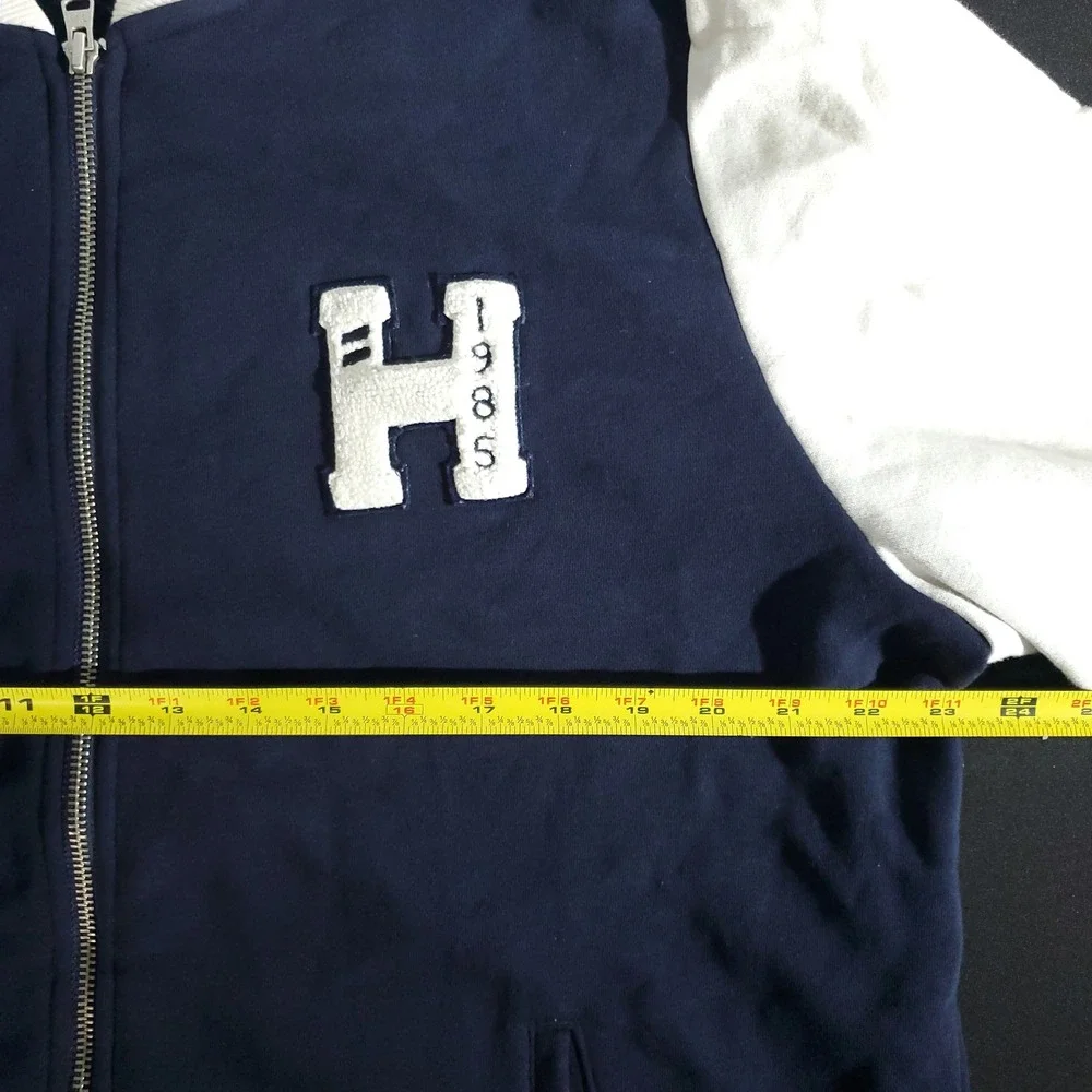 Tommy Hilfiger Jacket Mens XXL Navy White Varsity Bomber H 1985 Logo Preppy‎
